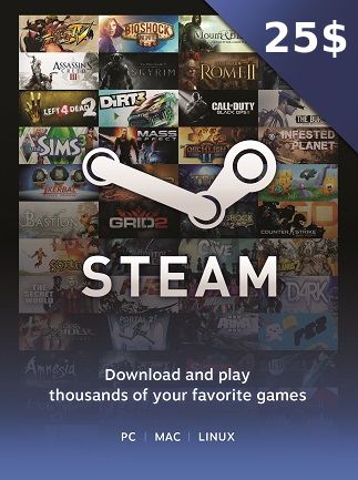 buy steam gift wallet card 25$ gameguin